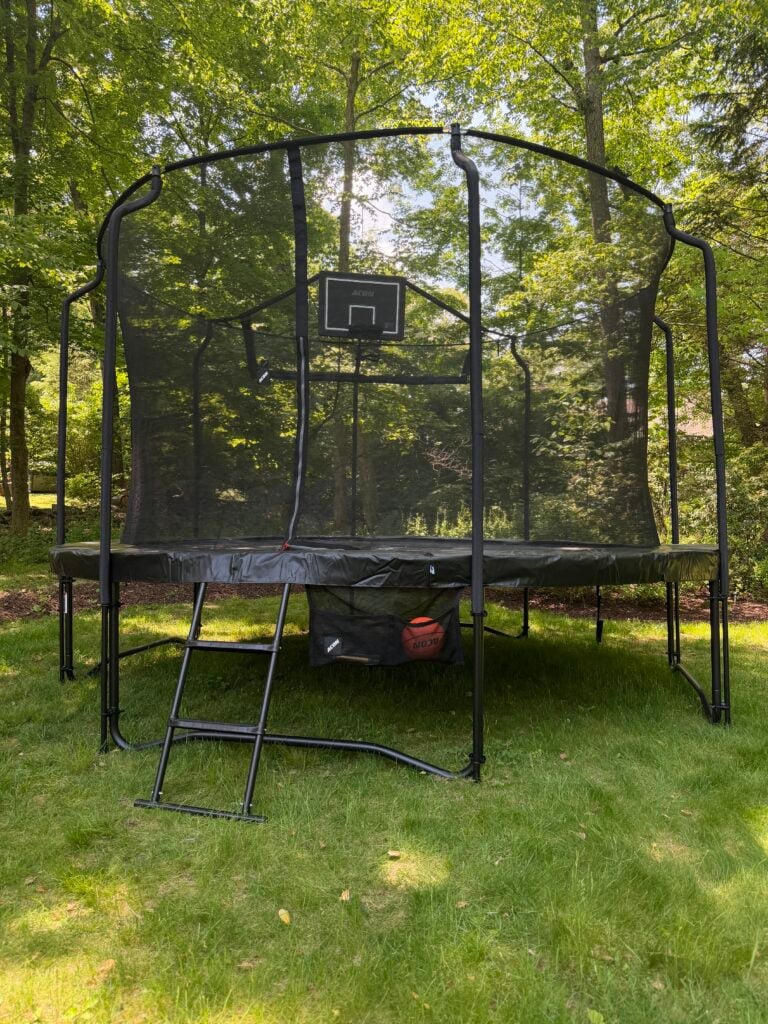 Trampoline Assembly with Basketball Hoop in Chappaqua