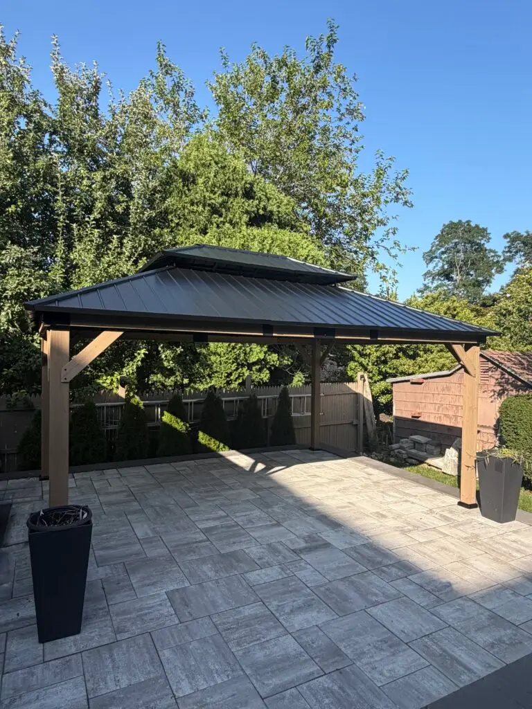 Pergola Building Project in Elmsford — courtyard gazebo build